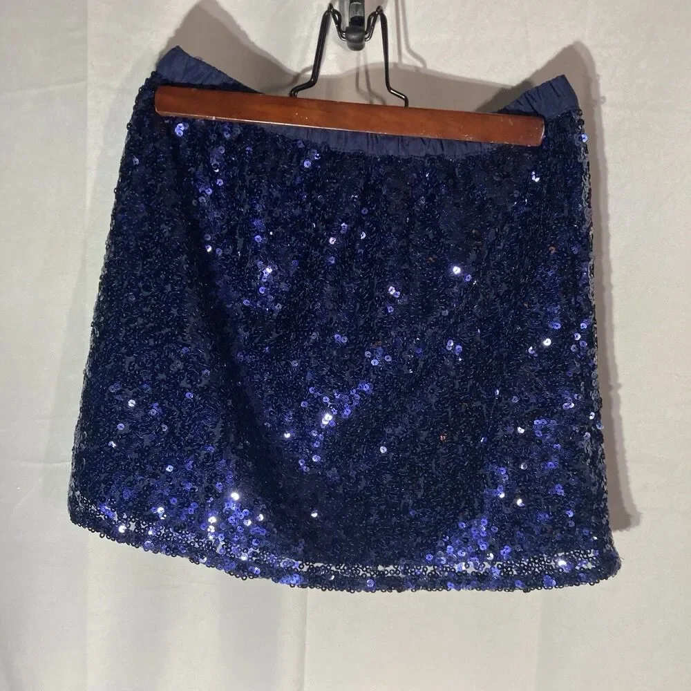 GYMBOREE blue sequins elastic waist polyster girls skirt 10/12